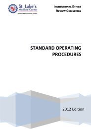 standard operating procedures - SLMC Website - St. Luke's Medical ...