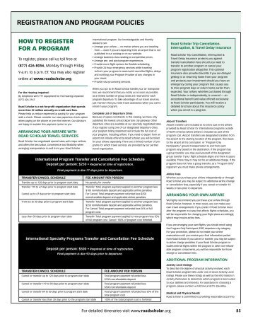 REGISTRATION AND PROGRAM POLICIES - Road Scholar