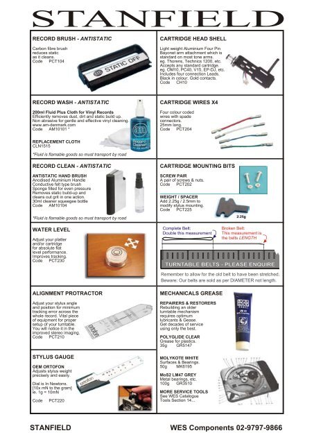 STANFIELD - WES Components