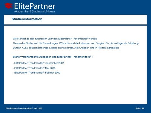 ElitePartner-Trendmonitor Â© Juli 2009 - ElitePartner-Akademie