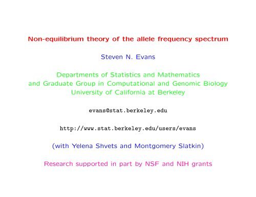 Non-equilibrium theory of the allele frequency spectrum ... - ICMS