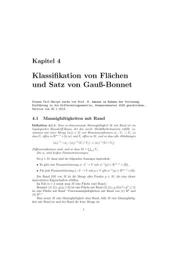 Klassifikation von FlÃ¤chen und Satz von GauÃ-Bonnet - Mathematik