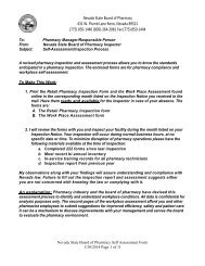 Retail Pharmacy Inspection - Nevada State Board of Pharmacy