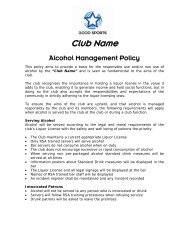 Sample Club Alcohol Management Policy - VicSport