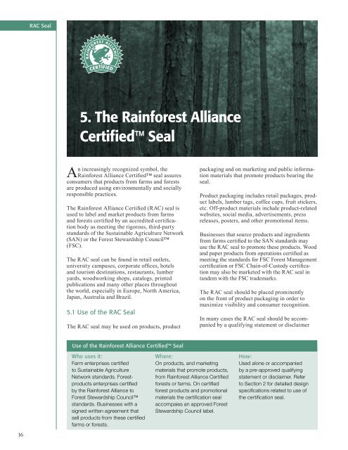 Use of Seal Guidelines - Rainforest Alliance