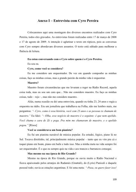 O Carinhoso de Cyro Pereira: Arranjo ou ComposiÃ§Ã£o? - ECA-USP