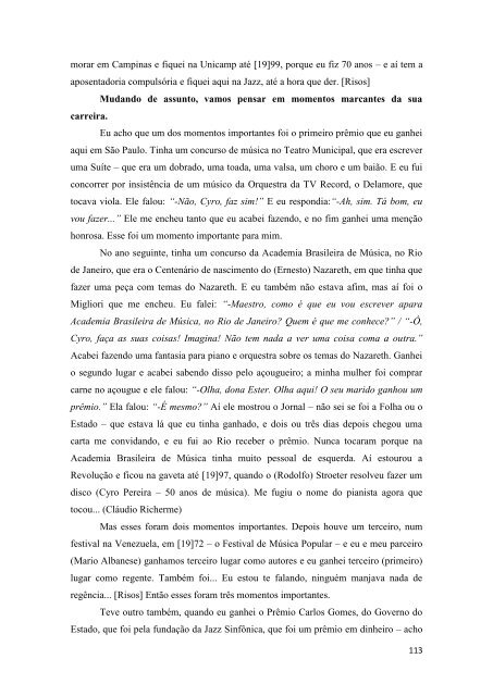 O Carinhoso de Cyro Pereira: Arranjo ou ComposiÃ§Ã£o? - ECA-USP