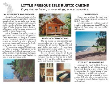 little presque isle rustic cabins - Michigan Department of Natural ...