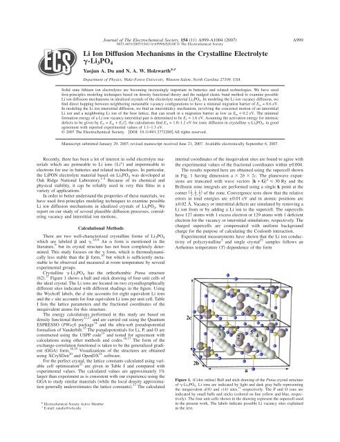 Li Ion Diffusion Mechanisms in the Crystalline Electrolyte -Li3PO4