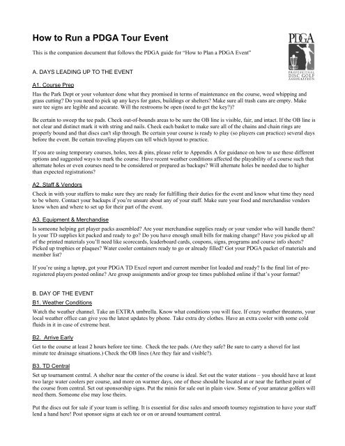How To Run Pdga Event Pdf