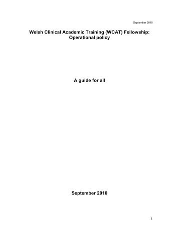 Welsh Clinical Academic Training (WCAT ... - Wales Deanery