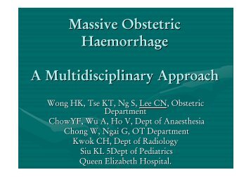 Massive Obstetric Haemorrhage A Multidisciplinary Approach