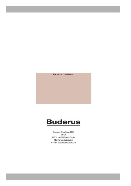 Notice d'utilisation - Buderus