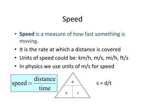 time distance speed =