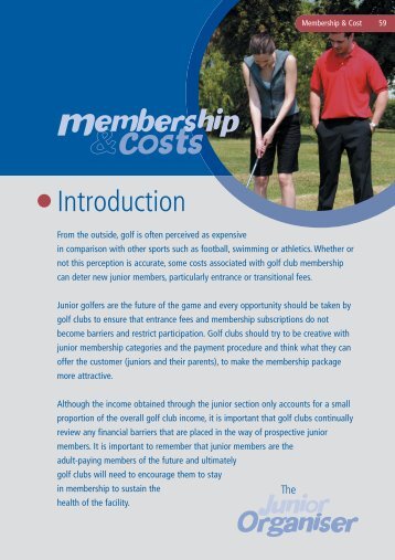 Junior Organisers Handbook: Membership & Cost - England Golf