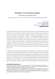 Pluralisme et Universalisme juridiques - Droits de l'Homme et ...