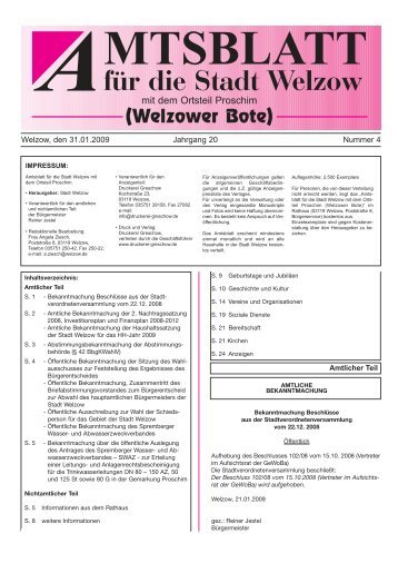 MTSBLATT für die Stadt Welzow