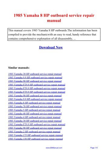 1985 Yamaha 8 HP outboard service repair manual - Bit Manual