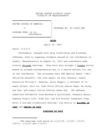 1 The hearings took place on 11/21/06, 1/3/07, 1/5/07, 1/8/07, 1/10 ...