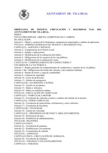 Ordenanza de trafico, circulaciÃ³n y seguridad vial del