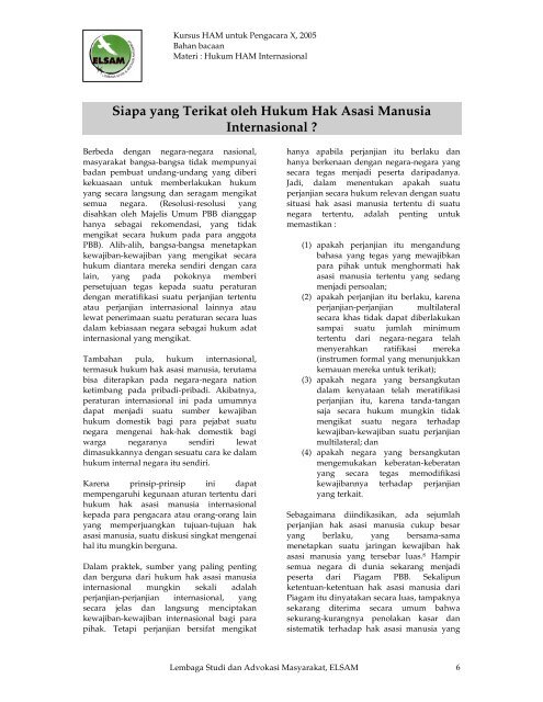 TINJAUAN UMUM HUKUM HAK ASASI MANUSIA - Elsam