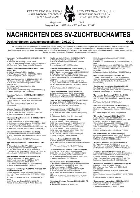 NACHRICHTEN DES SV-ZUCHTBUCHAMTES - Jacentus