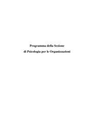 Programma della Sezione di Psicologia per le Organizzazioni - AIP