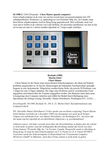 10-1979 [C-2201] Promedic - Chess Master (puzzle computer) (#