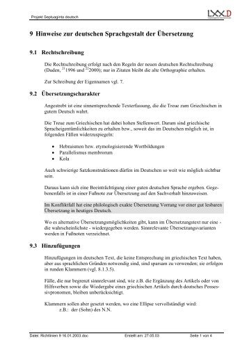 9. Hinweise zur deutschen Sprachgestalt der Ãbersetzung