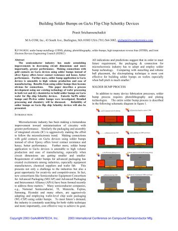 Building Solder Bumps on GaAs Flip Chip Schottky ... - CS Mantech