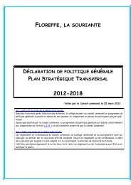 Déclaration de politique générale - Plan stratégique ... - Floreffe