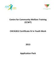 Certificate IV in Youth Work - ACWA