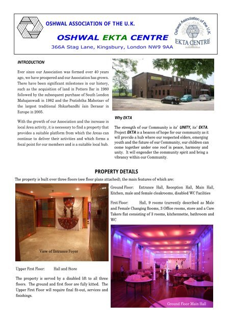 oshwal association of the uk property details - Oshwal Centre