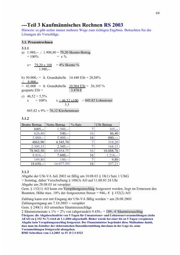 ---Teil 3 Kaufmännisches Rechnen RS 2003
