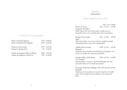 View Claridge's Bar sample menu