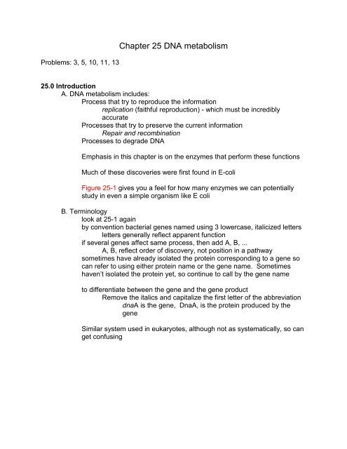 Chapter 25 Dna Metabolism