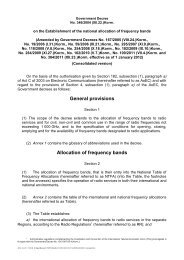 General provisions Allocation of frequency bands