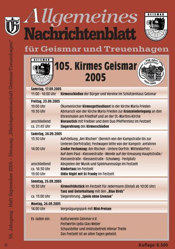 Nachrichtenblatt September 2005 - Werbegemeinschaft Geismar ...