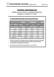 Preisblatt - Netzentgelte Gas - Stadtwerke Buchen GmbH & Co KG