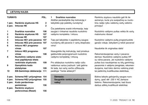 NÃ¡vod na montÃ¡Ã a obsluhu UzstÃdÂ¥â°anas un ... - HÃ¶rmann