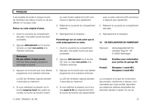 NÃ¡vod na montÃ¡Ã a obsluhu UzstÃdÂ¥â°anas un ... - HÃ¶rmann