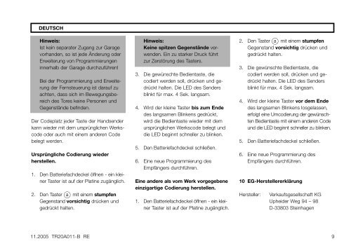 NÃ¡vod na montÃ¡Ã a obsluhu UzstÃdÂ¥â°anas un ... - HÃ¶rmann