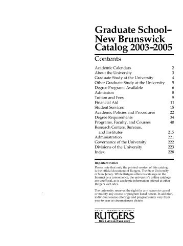 SUNJ Rutgers-New Brunswick - Catalogs - Rutgers, The State ...