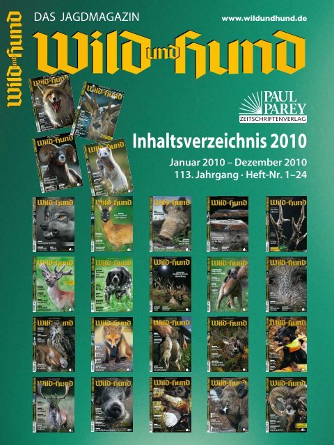 Inhaltsverzeichnis 2010 - Wild und Hund