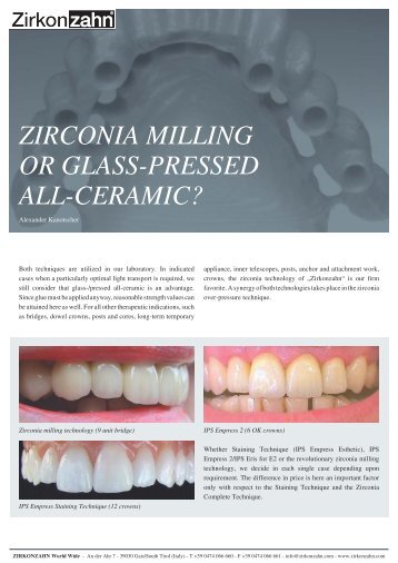 zirconia milling or glass-pressed all-ceramic? - Zirkonzahn