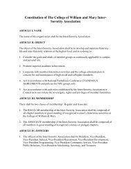 Panhellenic Constitution and Bylaws - College of William and Mary