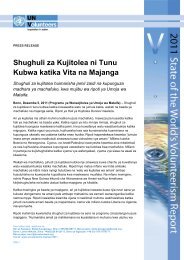 Shughuli za Kujitolea ni Tunu Kubwa katika Vita na Majanga