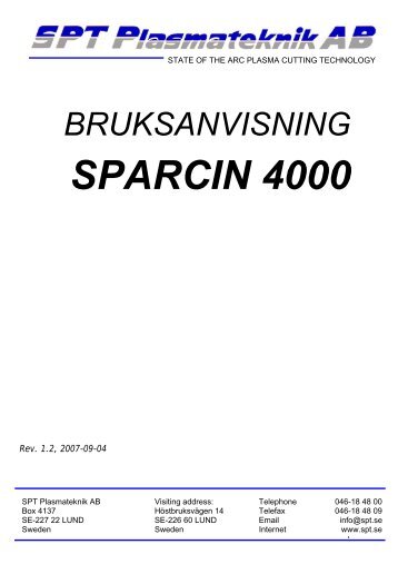 manual sparcin 4000 - svenska - SPT Plasmateknik AB