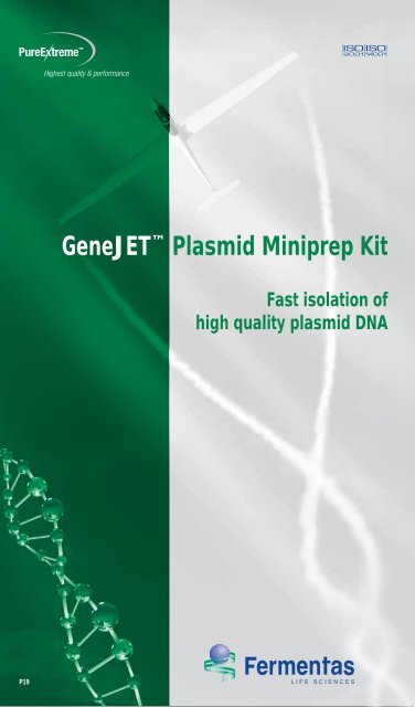 Brochure "GeneJETâ¢ Plasmid Miniprep Kit" (Â© 2006 Fermentas)