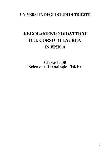 Regolamento Didattico - FacoltÃ  di Scienze Matematiche, Fisiche e ...